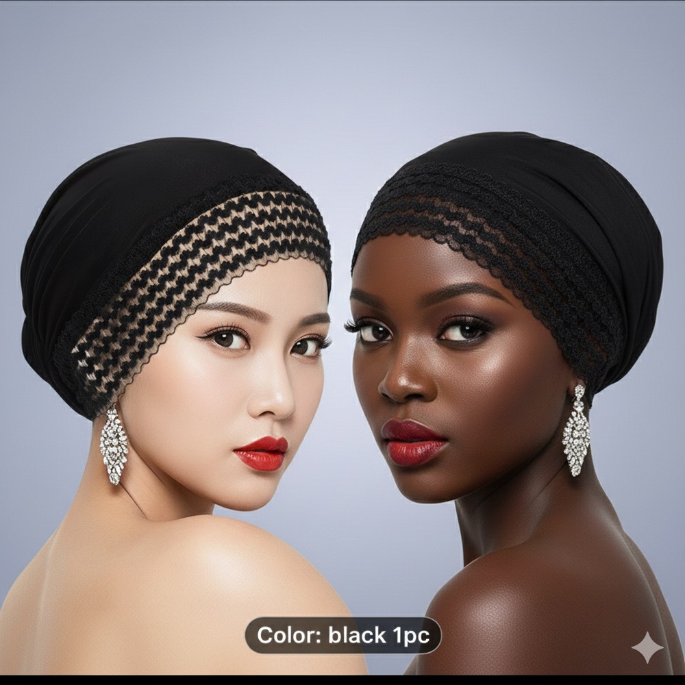 Elegant Black Lace Hair Wrap